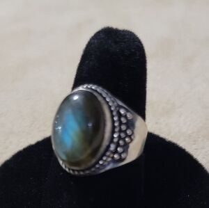 925 Sterling Silver Handmade Firey Labradorite Ring Size 6